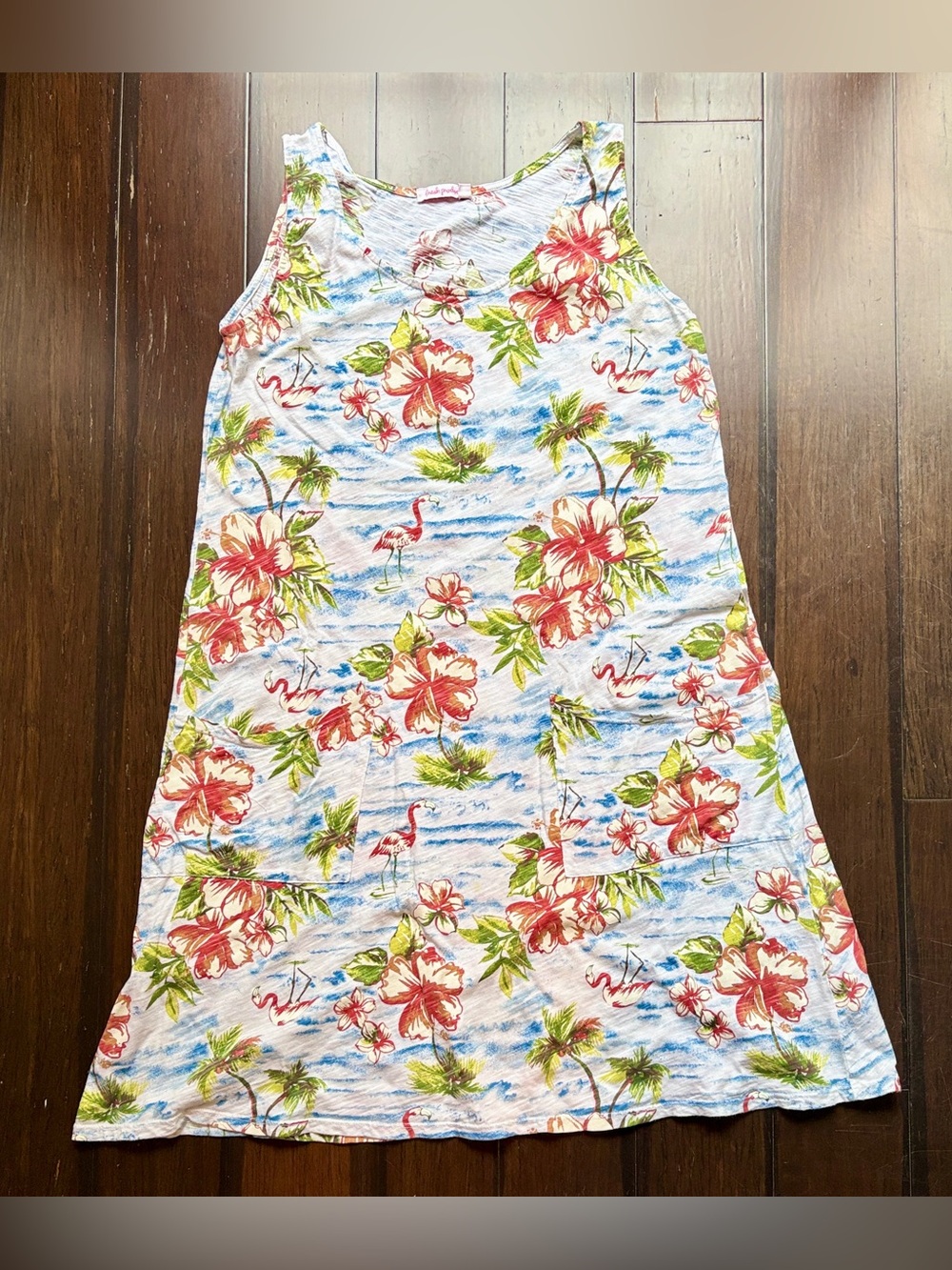 Tropical Drape Dress by fresh produce Flamingo Large Made in USA summer vacation